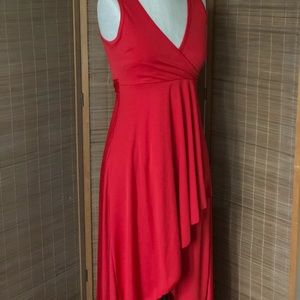 Red, high low hem sundress